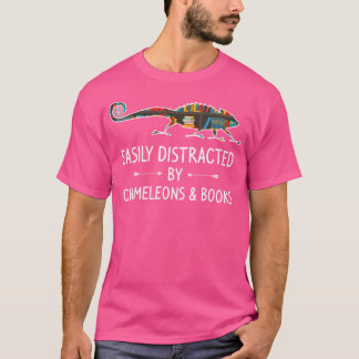 Easily Distracted By Chameleons Books Lover Lizard T-Shirt