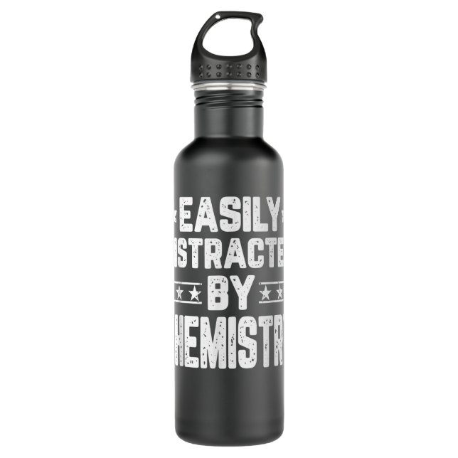 Easily Distracted By Chemistry - Funny Chemist Che 710 Ml Water Bottle (Front)