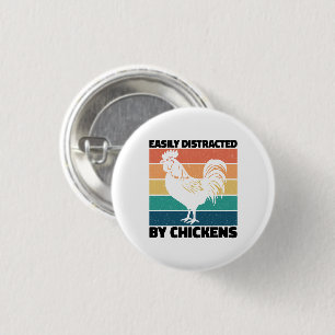 Easily Distracted By Chickens Cool Rooster Lovers 3 Cm Round Badge