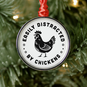 Easily distracted by chickens farm life quotes metal tree decoration