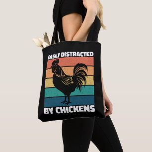 Easily Distracted By Chickens Farming Lovers Funny Tote Bag
