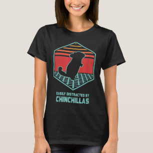 Easily Distracted By Chinchillas Retro Vintage 80s T-Shirt