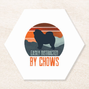 Easily Distracted By Chows Dog Walking Paper Coaster