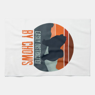 Easily Distracted By Chows Dog Walking Tea Towel