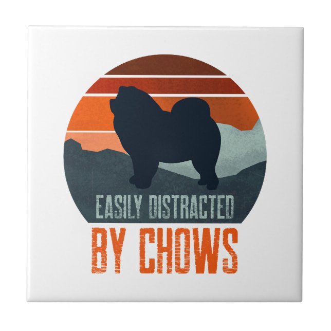 Easily Distracted By Chows Dog Walking Tile (Front)