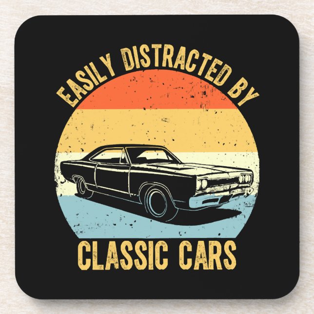 Easily Distracted By Classic Cars Coaster (Front)
