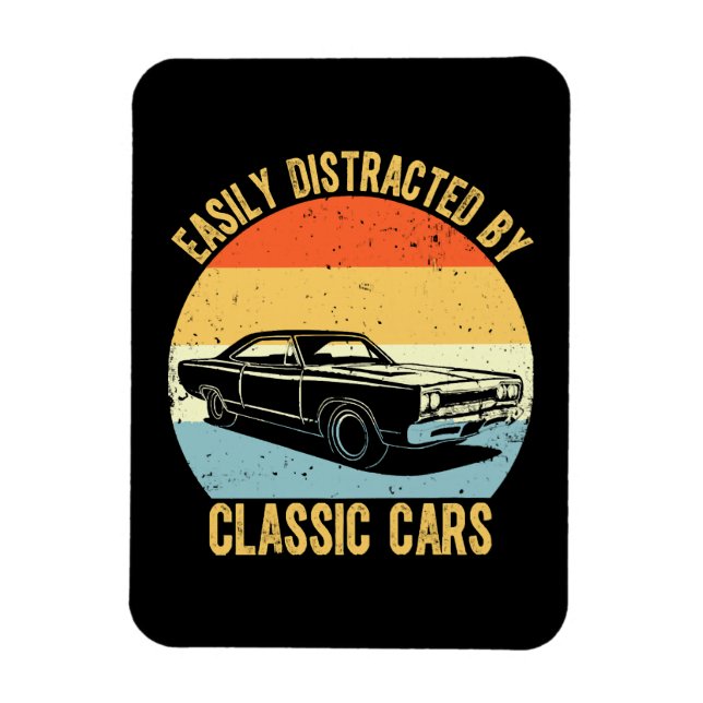 Easily Distracted By Classic Cars Magnet (Vertical)