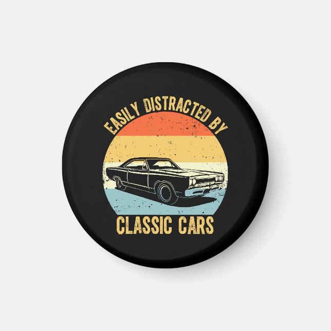 Easily Distracted By Classic Cars Magnet (Front)