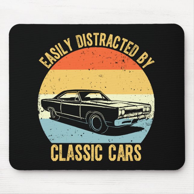 Easily Distracted By Classic Cars Mouse Pad (Front)