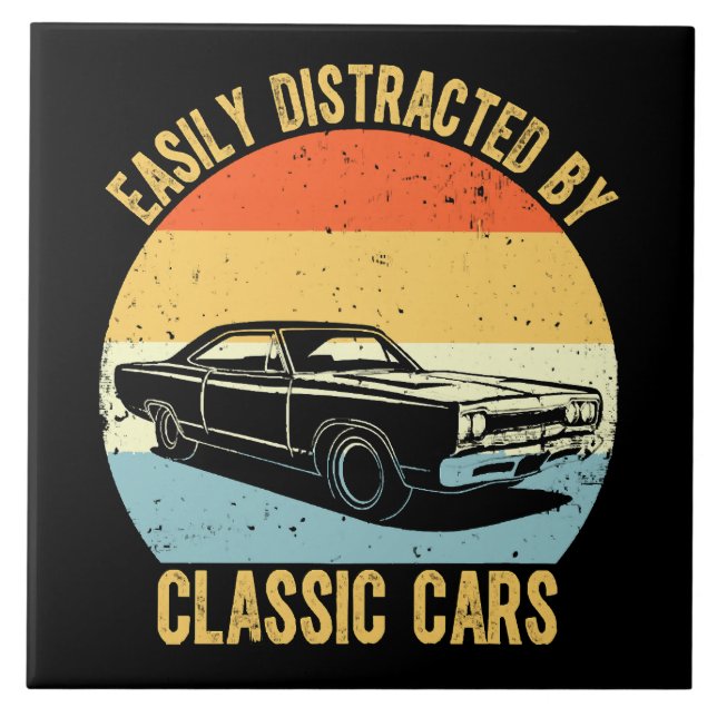 Easily Distracted By Classic Cars Tile (Front)