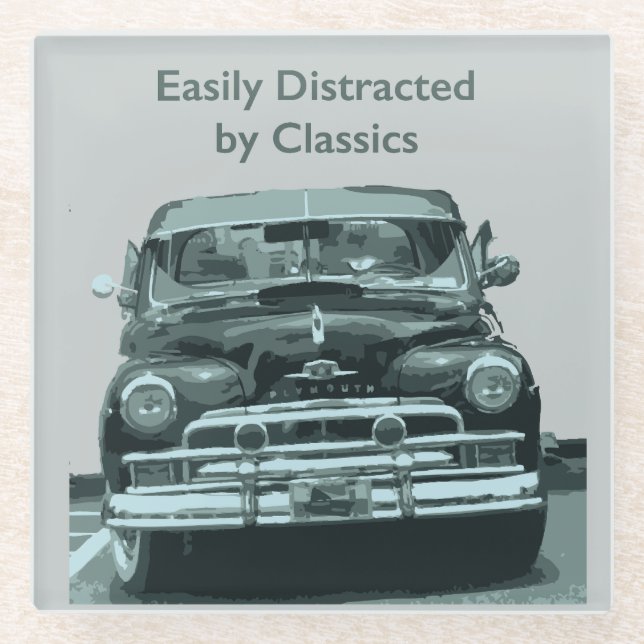 Easily Distracted by Classics Glass Coaster (Front)