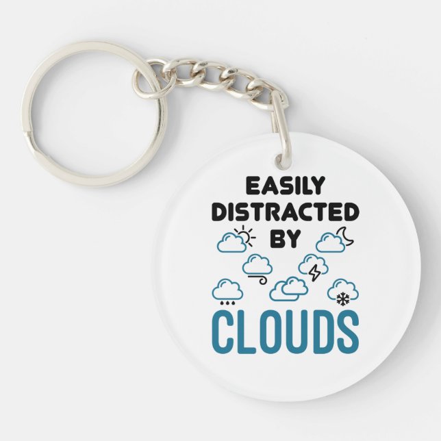 Easily Distracted by Cloud Meteorology Weather Key Ring (Front)