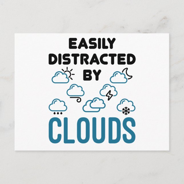 Easily Distracted by Cloud Meteorology Weather Postcard (Front)
