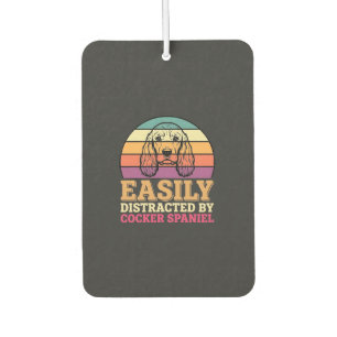 Easily Distracted By Cocker Spaniel Retro Dog Car Air Freshener