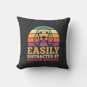 Easily Distracted By Cocker Spaniel Retro Dog Cushion