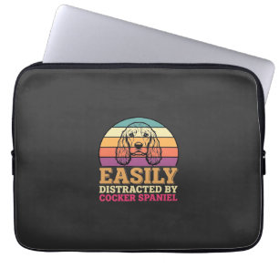 Easily Distracted By Cocker Spaniel Retro Dog Laptop Sleeve