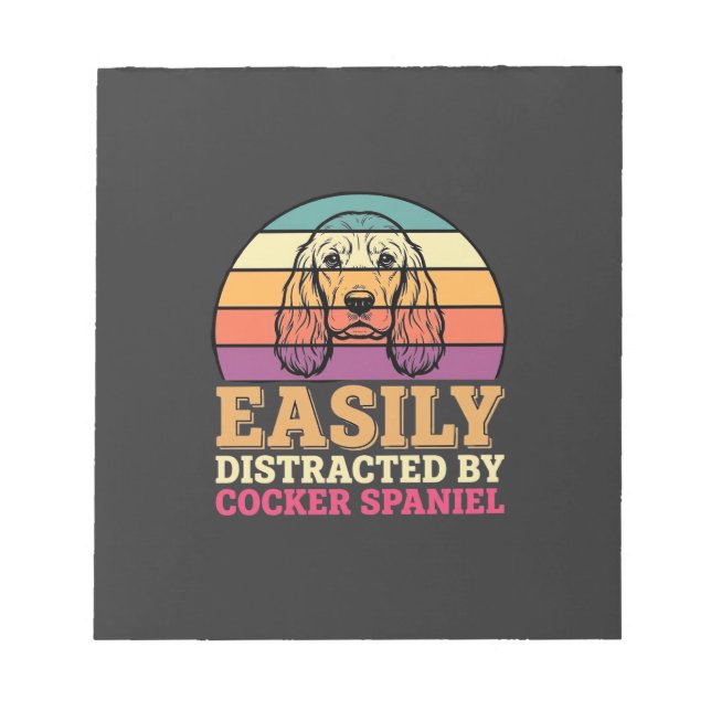 Easily Distracted By Cocker Spaniel Retro Dog Notepad (Front)