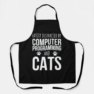 Easily Distracted By Computer Programming And Cats Apron