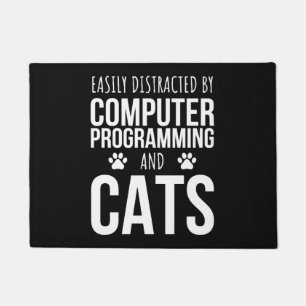 Easily Distracted By Computer Programming And Cats Doormat
