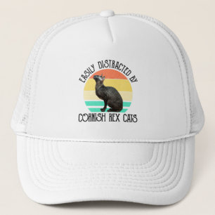 Easily Distracted By Cornish Rex Cats Trucker Hat