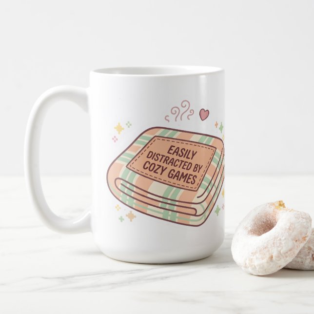 Easily Distracted By Cosy Games Pastel Blanket Mug (With Donut)