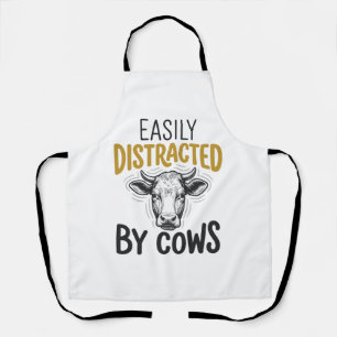 Easily Distracted By Cows Funny Cow Lover Shirt_1 Apron