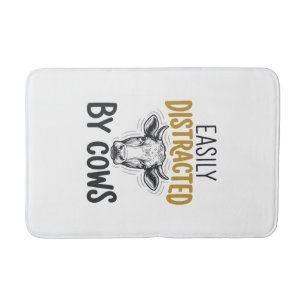 Easily Distracted By Cows Funny Cow Lover Shirt_1 Bath Mat