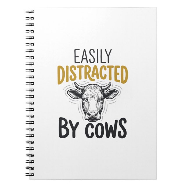 Easily Distracted By Cows Funny Cow Lover Shirt_1 Notebook (Front)