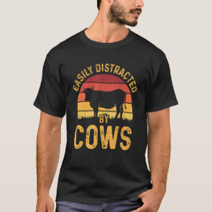 Easily distracted by Cows Harvest Farming Barn Cat T-Shirt