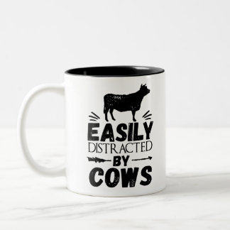 Easily Distracted By Cows Two-Tone Coffee Mug