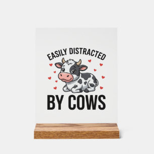 Easily Distracted by Cows Vintage Cow Graphic_1 Acrylic Sign