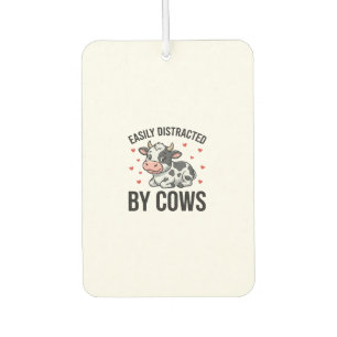 Easily Distracted by Cows Vintage Cow Graphic_1 Car Air Freshener