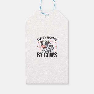 Easily Distracted by Cows Vintage Cow Graphic_1 Gift Tags