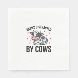 Easily Distracted by Cows Vintage Cow Graphic_1 Napkin