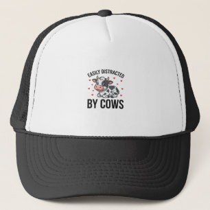Easily Distracted by Cows Vintage Cow Graphic_1 Trucker Hat