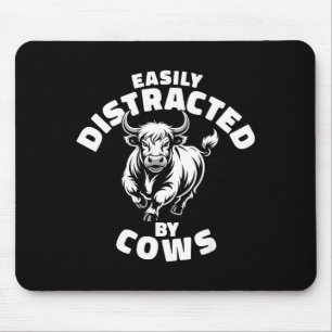 Easily Distracted By Cows Western Highland Cow  Mouse Pad
