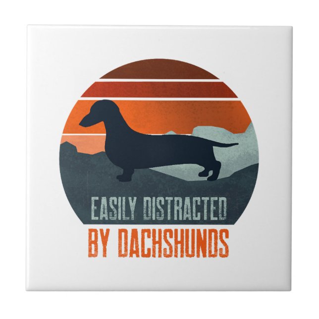 Easily Distracted By Dachshunds Dog Walking Tile (Front)