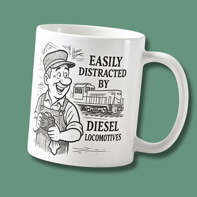 Easily Distracted By Diesel Locomotives Trains Coffee Mug (Creator Uploaded)