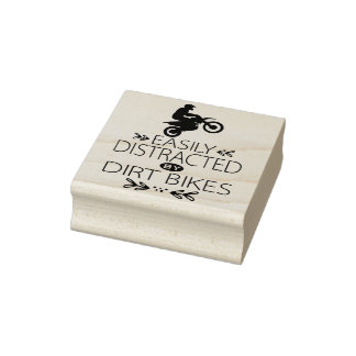 Easily Distracted by Dirt Bikes / Motocross Rubber Stamp