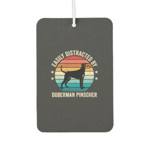 Easily Distracted by Doberman Pinscher Retro Sunse Car Air Freshener