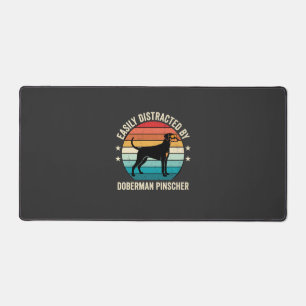 Easily Distracted by Doberman Pinscher Retro Sunse Desk Mat