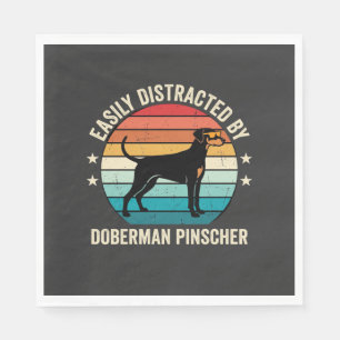 Easily Distracted by Doberman Pinscher Retro Sunse Napkin
