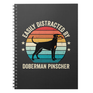 Easily Distracted by Doberman Pinscher Retro Sunse Notebook