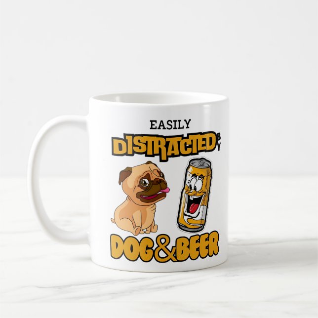 Easily Distracted by Dogs and Beer  Coffee Mug (Left)