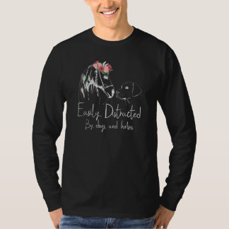Easily Distracted By Dogs And Horses Horse For Gir T-Shirt