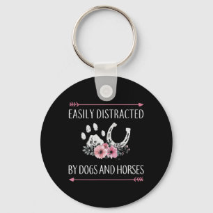 Easily Distracted By Dogs And Horses  Key Ring