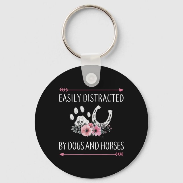 Easily Distracted By Dogs And Horses  Key Ring (Front)