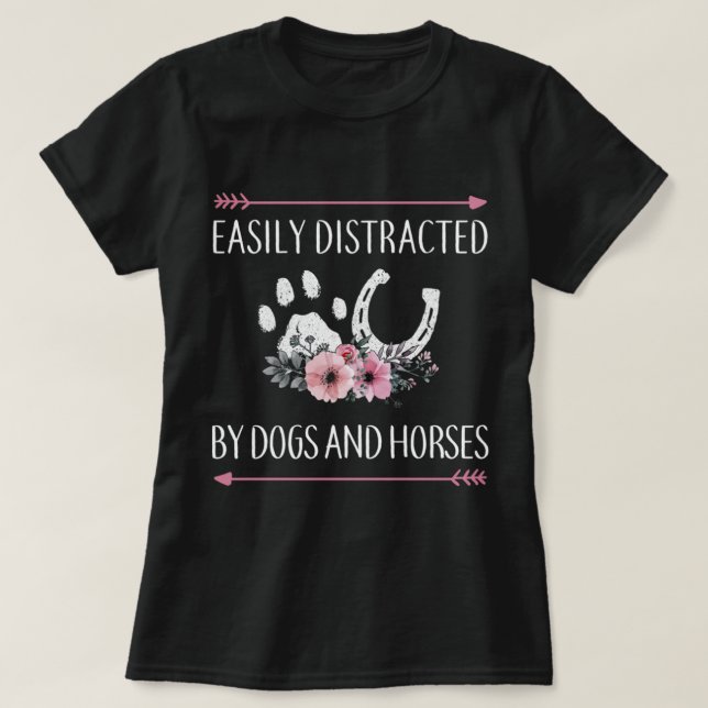 Easily Distracted By Dogs And Horses Pullover Hood (Design Front)