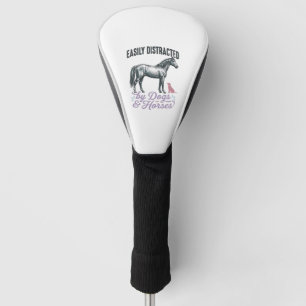 Easily Distracted by Dogs and Horses Shirt Design_ Golf Head Cover