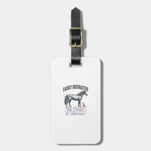Easily Distracted by Dogs and Horses Shirt Design_ Luggage Tag